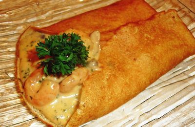 Crêpes - garniture extra sauce crevettes et champignons