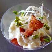 Verrines de crème de gorgonzola, tomates et bacon - Les recettes de Virginie