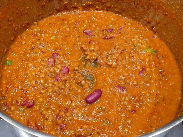 Dhal aux lentilles et haricots rouges