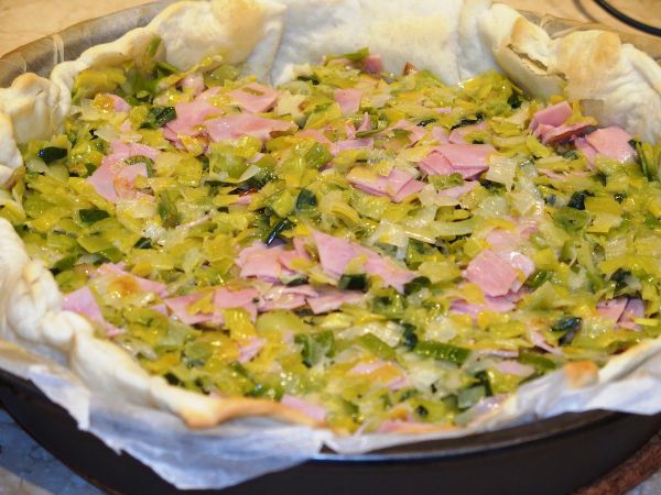 Quiche aux poireaux et au jambon