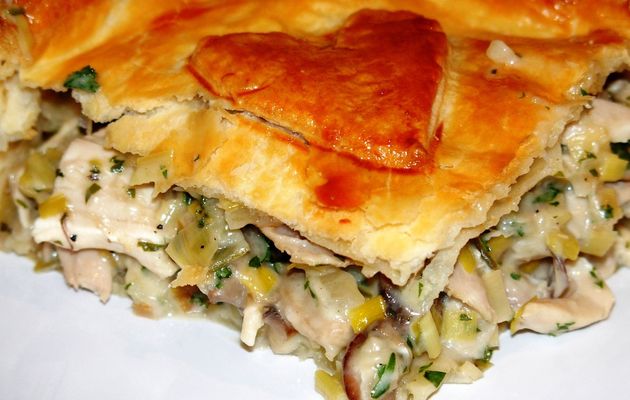 Tourte au poulet et aux poireaux